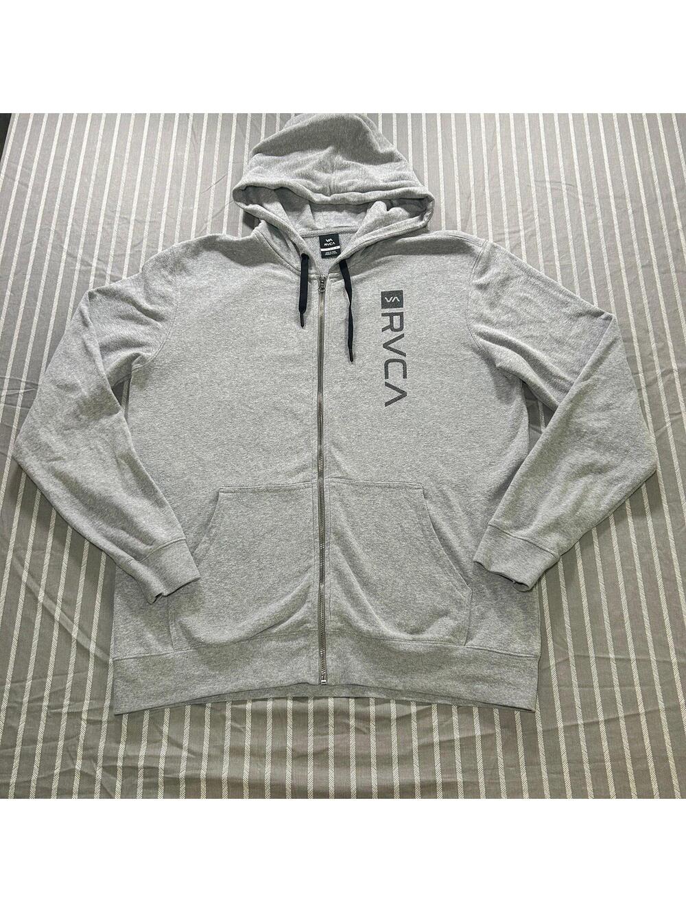 RVCA Men's CAGE Zip Hoodie, Heather Grey, Large